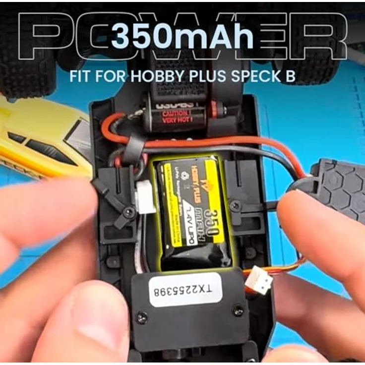 HOBBYPLUS LiPo Akku 7,4 V 350 mAh für Speck B 1/24 RC Buggy, JST-XH Stecker, kompakte Größe 35mm × 19mm × 13mm – Bild 3