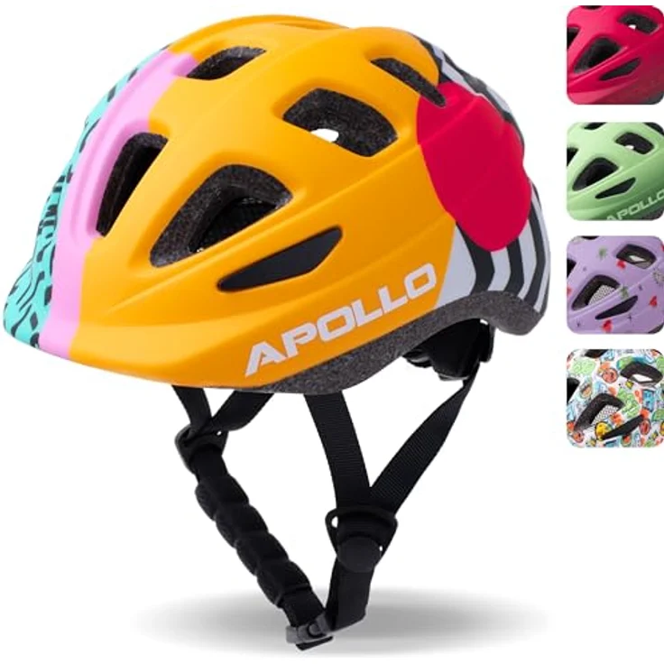 Apollo Kinder Fahrradhelm, Multisport Helm für Kinder & Jugendliche, Verstellbar ab Größe 48, Sicher & Bequem, Trendige Farben & Muster, Reflektor, für Fahrrad & Roller – Bild 1
