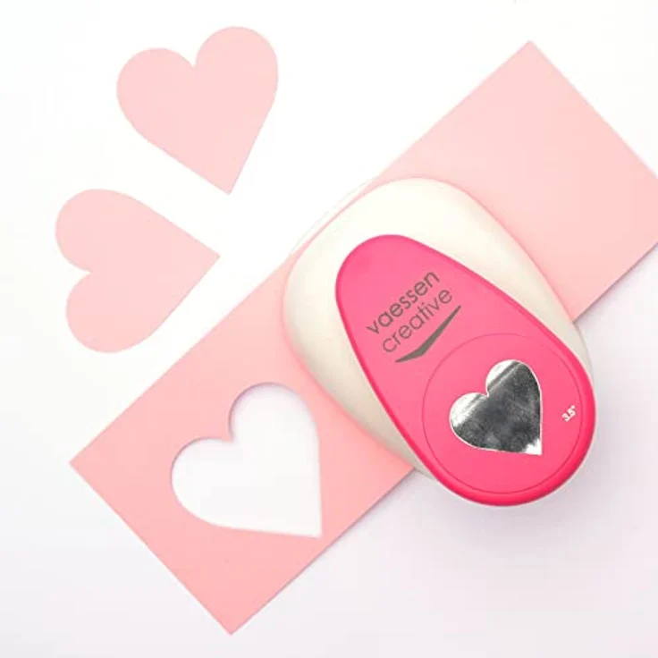 Vaessen Creative Motivstanzer Herz, 7.9 x 8 cm, für Bastelpapier und Scrapbookpapier, Weiß/Rosa – Bild 5