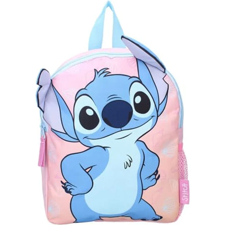 Vadobag Stitch Rucksack Fluffy Friends, Kindergartenrucksack in hellblau mit 3D-Stitch-Motiv, verstellbaren Schultergurten und Reißverschluss – Bild 3
