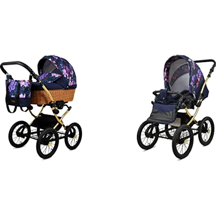 Babylux BabyLux ALU 2in1 Kinderwagen für Kleinkinder – Royal Magnolia Gold Frame, Multifunktional und Sicherheitsgeprüft – Bild 1