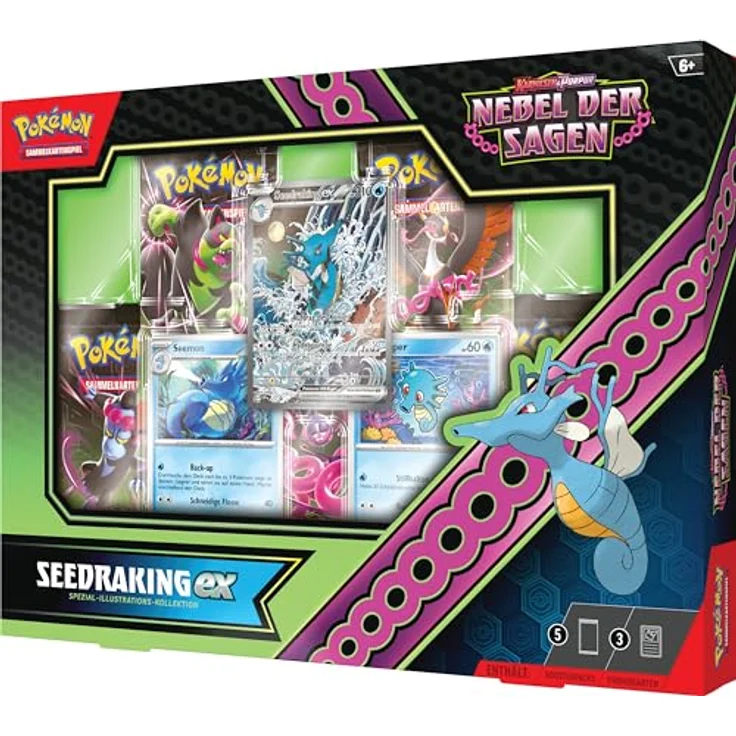 Pokémon Pokémon-Sammelkartenspiel: Spezial-Illustrations-Kollektion Karmesin & Purpur – Nebel der Sagen: Seedraking-ex (1 holografische Vollbild-Promokarte, 2 holografische Karten & 5 Boosterpacks) – Bild 3