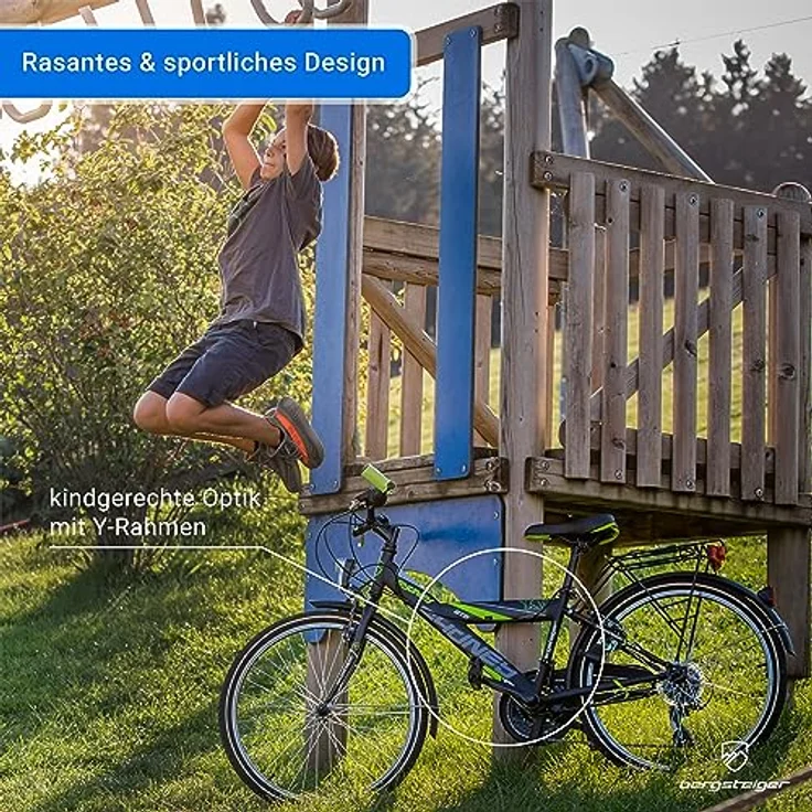 Bergsteiger Sydney 24 Zoll Kinderfahrrad, StVZO, 6 Gang-Schaltung, Jungen-Fahrrad mit Dynamo-Licht, geeignet für 6-9 Jahre, für Körpergröße 135-155 cm – Bild 4