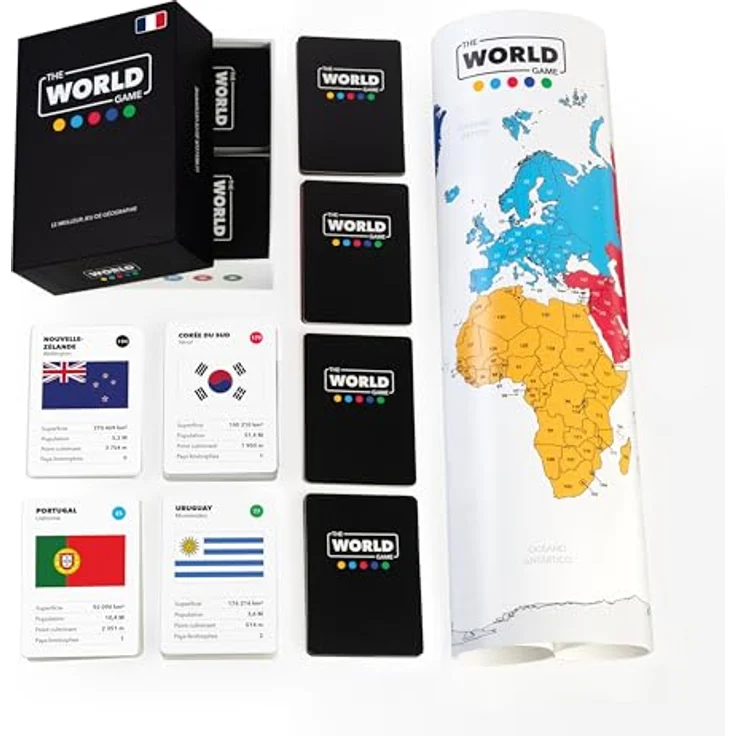 The World Game - The World Game - Geografiespiel mit Weltkarte für Kinder, Familie und Erwachsene, französische Variante, 2-6 Spieler, ab 7 Jahren – Bild 3