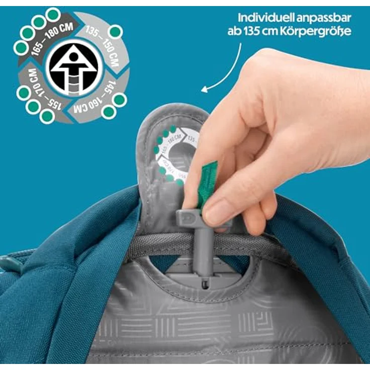 Coocazoo Schulrucksack Mate „Pacific Tribes” in blau-orange, ergonomisch & anpassbar, mit 30L Volumen & LED-Lichtbefestigung, ab 3. Klasse – Bild 5