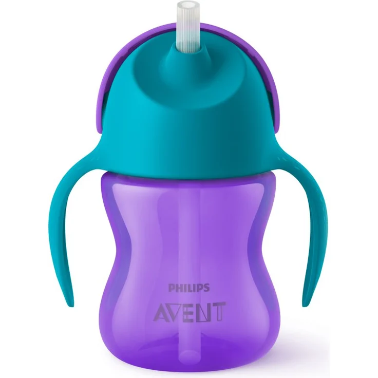Philips Avent Bendy Straw SCF796/02, Kindertrinkbecher mit flexiblem Strohhalm, purple, 200 ml, ideal für unterwegs, einfach zu reinigen