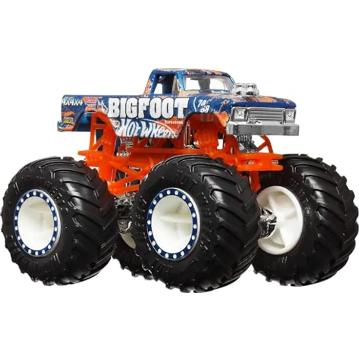 Hot Wheels Monster Trucks JCW76, Set aus 8 Die-Cast-Spielzeugtrucks im Maßstab 1:64 mit beliebten Charakteren, inkl. Rhinomite, Bone Shaker, Tiger Shark, Skelesaurus, Mega Wrex, 5-Alarm, Gunkster und Bigfoot – Bild 4