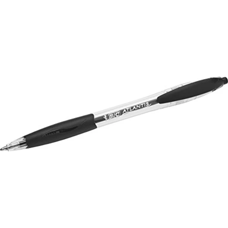 Bic Atlantis Classic, Clip-on Nachfüllbarer Kugelschreiber, schwarz, 36 Stück – Bild 3