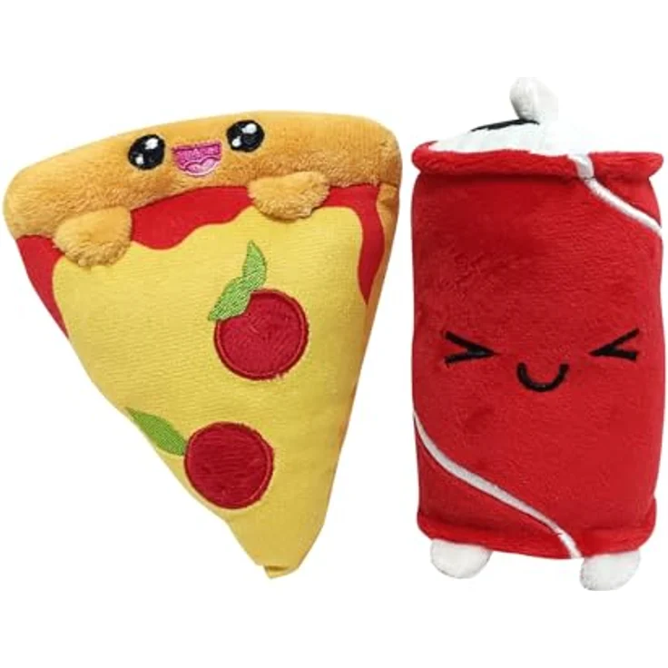 Joy Toy Yummies Together Pizza und Cola, 2-fach Plüschset 15 cm in Take Away Plüsch Tasche 21x21 cm, ideal als Geschenk für Kinder und Fast-Food-Fans – Bild 2