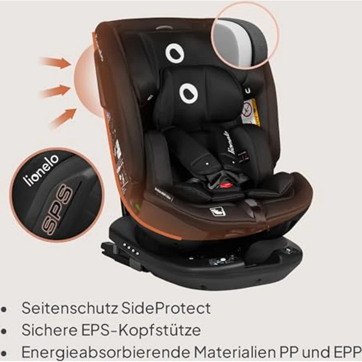 lionelo Autokindersitz Bastiaan RWF i-Size, 4 Sitze in 1/360' drehbare Basis / ISOFIX / Top-Tether, Farbe: variabel – Bild 8