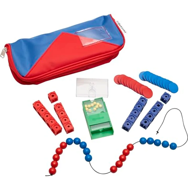 Betzold Mathematik-Set Grundschule Schüler-Mäppchen Kinder Rechenhilfe, ideal für Schulneulinge, inkl. Rechenkette und Steckwürfel