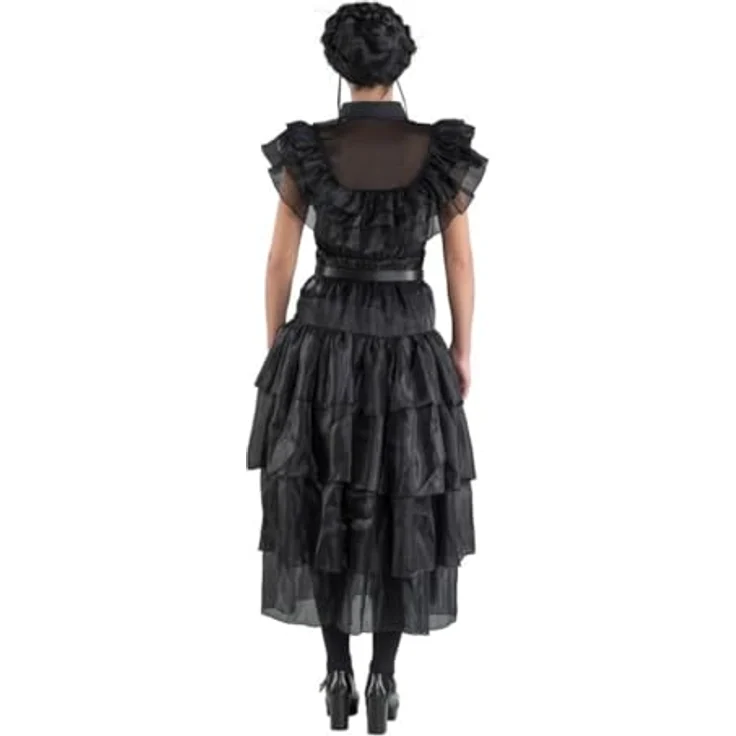Chaks Wednesday Kostüm Ballkleid schwarz Rabenball für Damen Gr. S-L Halloween Addams Family Fasching Karneval (L) – Bild 3