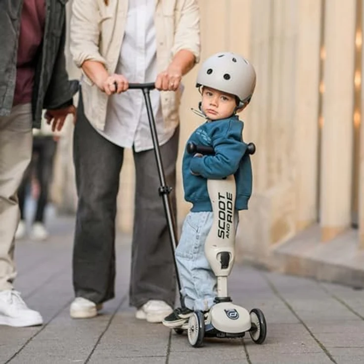 Scoot & Ride Highwaykick 1 Push and Go, 2in1 Kinderkickboard mit Sitz, höhenverstellbar, werkzeuglos, ab 1-5 Jahren, Ash – Bild 4