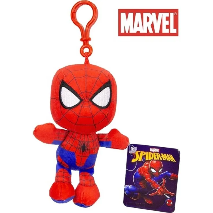 MARVEL Kuscheltier Spiderman Bagclip 13cm Schlüsselanhänger Keychain - Haustierschlüsselanhänger Geschenk Hund Frau Herren