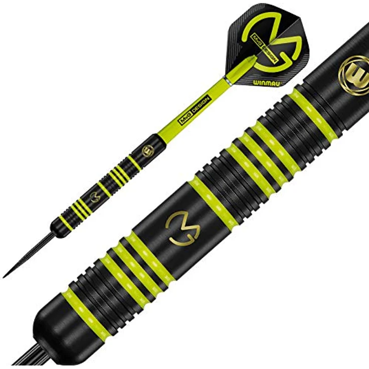 WINMAU Michael Van Gerwen MvG Ambition 22g Steeltip Dartpfeile Set mit Nylon Schäften und Mega Standard Flights – Bild 2