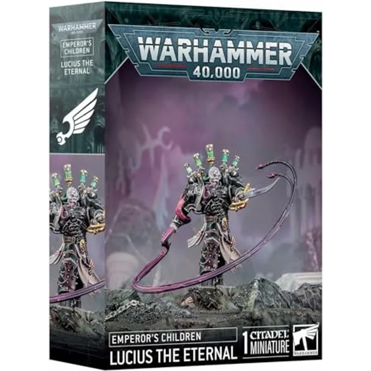 Games Workshop - Warhammer 40.000 - Kaiserkinder: Lucius der Ewige, Plastikcharakter in rot mit legendärer Klinge und Peitsche der Qual – Bild 2