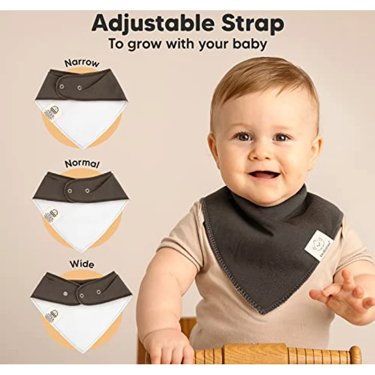 KeaBabies 8 Stück Bandana Lätzchen Baby, Unisex aus Bio-Baumwolle, hoch saugfähig, verstellbare Schnappschüsse, in nachhaltiger Geschenkbox – Bild 3