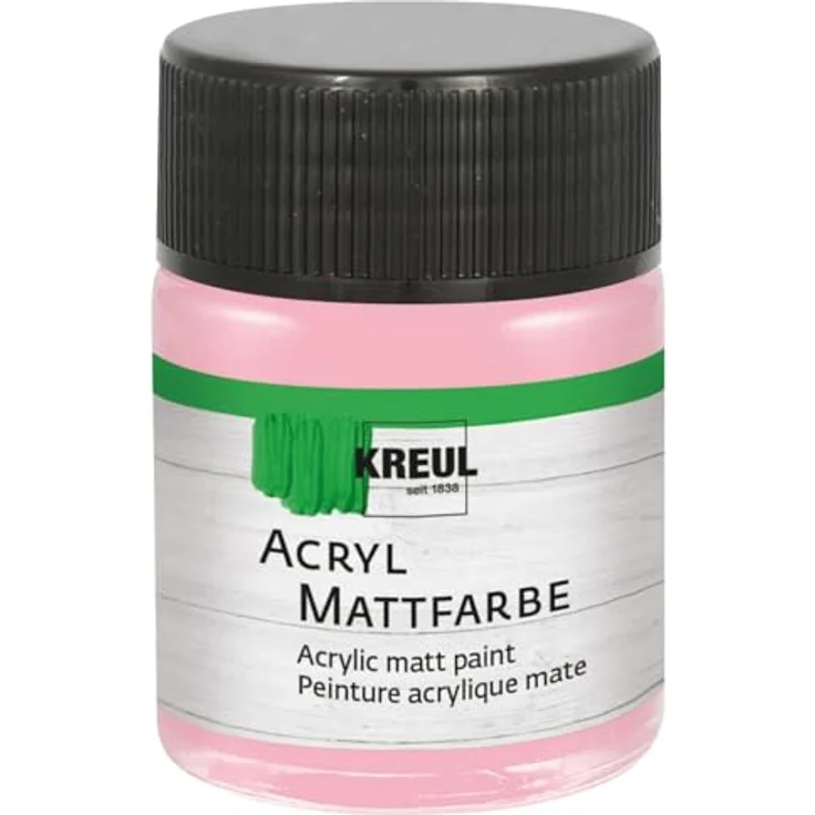 KREUL 75545 Acryl Mattfarbe, pastellrosa, cremig deckend, schnelltrocknend, wasserbasiert, für viele Untergründe geeignet, 50 ml Glas – Bild 1