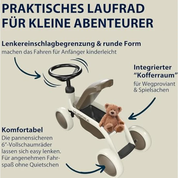 Hudora Laufrad Steppy 6, Laufrad für Kleinkinder mit 6 Zoll Vollschaumrädern und niedrigem Schwerpunkt, blau – Bild 3