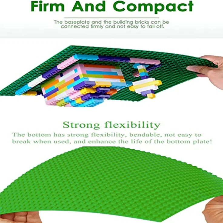 6 Kompatibel mit Bauplatte Lego Classic, Platten-Set Bauplatte Kompatibel mit Meisten Marken, Grundplatte,Grüne Blaue Graue Grundplatte,25. 5*25. 5cm – Bild 3
