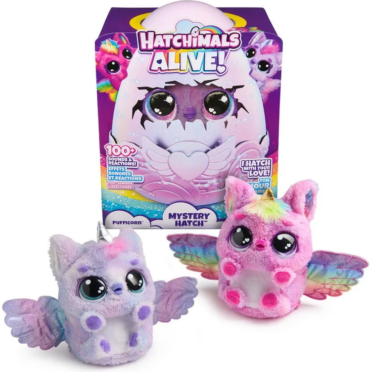 Spinmaster Kuscheltier Hatchimals Big Egg - Secret Hatch Draggle Mystisches Kuscheltier, Rosa/Lila – Bild 1