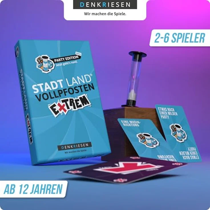 DENKRIESEN Stadt Land VOLLPFOSTEN® Extrem – Party Edition, Brettspiel für 2-6 Spieler, ab 12 Jahren, actionreiche Spielzeit von 30-60 Minuten – Bild 3
