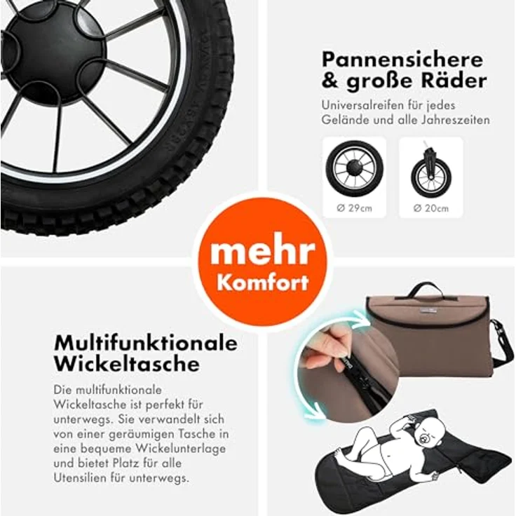 Daliya FLEXI-PRO M 3-in-1 Kinderwagen & Buggy mit i-Size Babyschale, einhändig abnehmbare Babywanne, leichter Aluminiumrahmen, großer Einkaufskorb – Bild 9