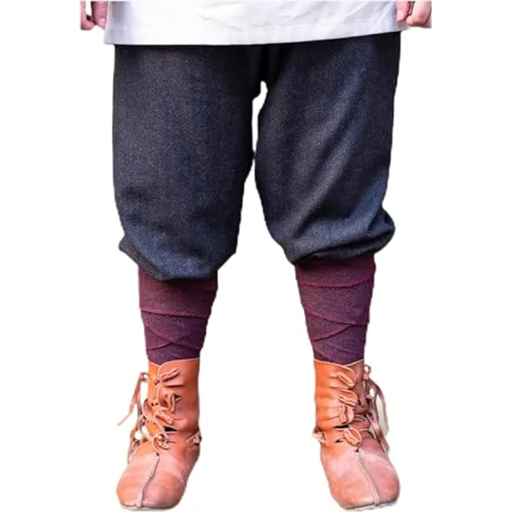 Burgschneider Rushose Ivar Fischgrät - Schwarz Grau (L, Unisex, Wolle) - Historisch Early Medieval Rus