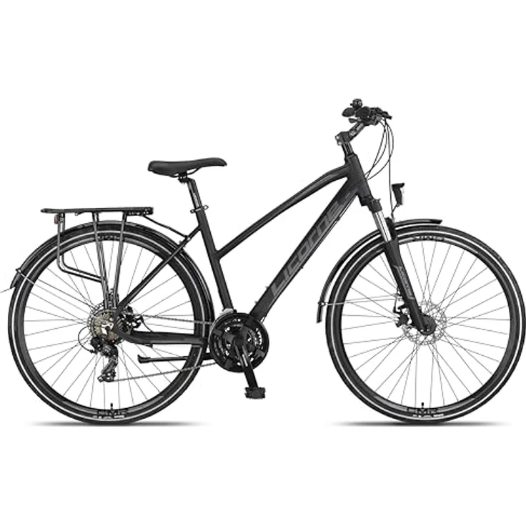 Licorne Bike Premium Touring Trekking Bike in 28 Zoll Aluminium Scheibenbremse Fahrrad für Jungen, Mädchen, Damen und Herren - 21 Gang-Schaltung - Mountainbike - Crossbike (Damen, Schwarz) – Bild 3