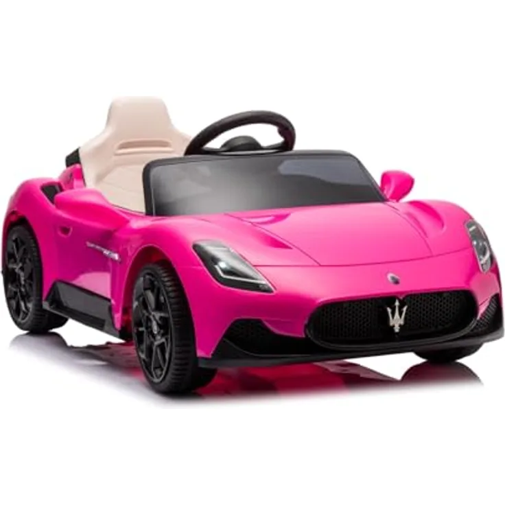 sun baby Kinderfahrzeug Maserati GT Cabrio ab 3 Jahren, Rosa mit Lichtfunktionen, Fernbedienung, MP3-Player, USB, Bluetooth