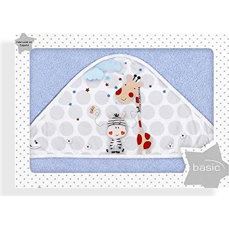Interbaby 01127-01 Baby Kapuzenbadetuch JUNGLA blau, Blau