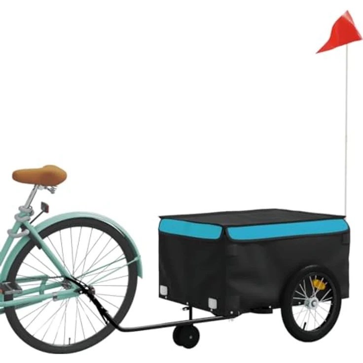 vidaXL Fahrradkinderanhänger Fahrradanhänger Schwarz und Blau 45 kg Eisen, Robustes Material und praktisches Design – Bild 3