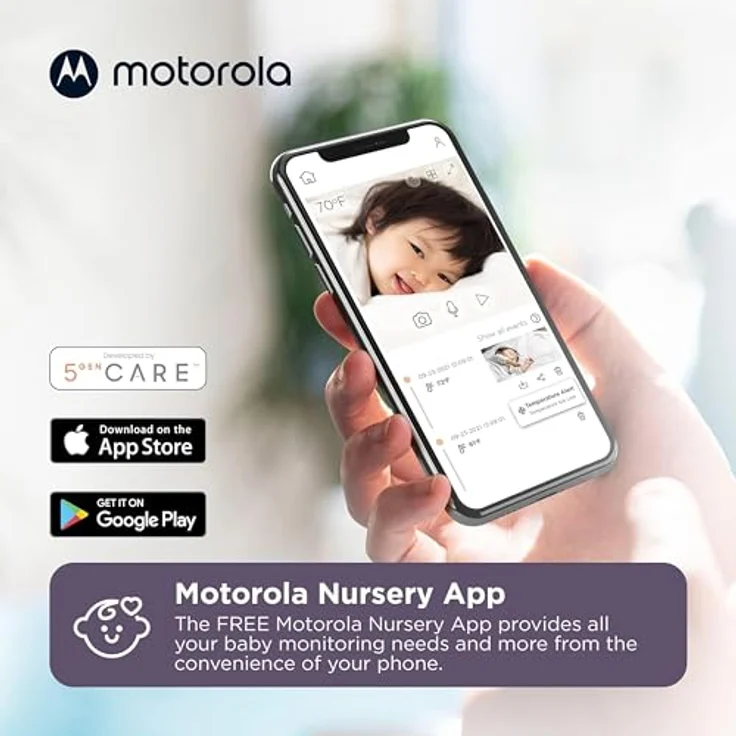Motorola Nursery PIP1610 HD WiFi Video Babyphone mit 5" HD 720p Elterneinheit App – Ferngesteuertes Schwenken, Neigen und Zoomen – Zwei-Wege-Gespräch – Sicher und privat – Bild 8
