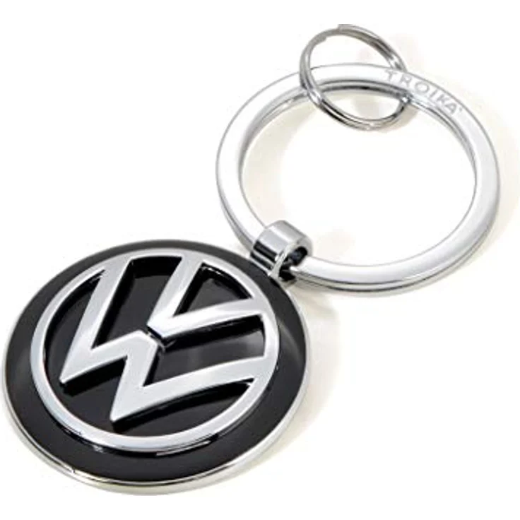 TROIKA Schlüsselanhänger Schlüsselanhänger VW-Logo VW VOLKSWAGEN KEYRING chrom/schwarz/silberfarben – Bild 2