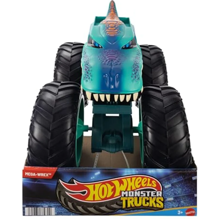 Hot Wheels Monster Trucks Mega Wrex OS 1:15, Spielzeugauto mit riesigen Rädern für Crash-Abenteuer, multicolor – Bild 6