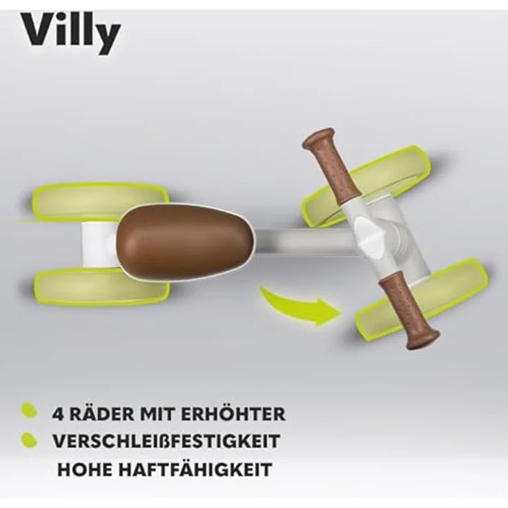Lionelo VILLY Kinder Laufrad für 12-36 Monate, ergonomischer Sitz, 4 Räder, vordere Dämpfung, bis 30 kg, in 3 Farben verfügbar – Bild 4