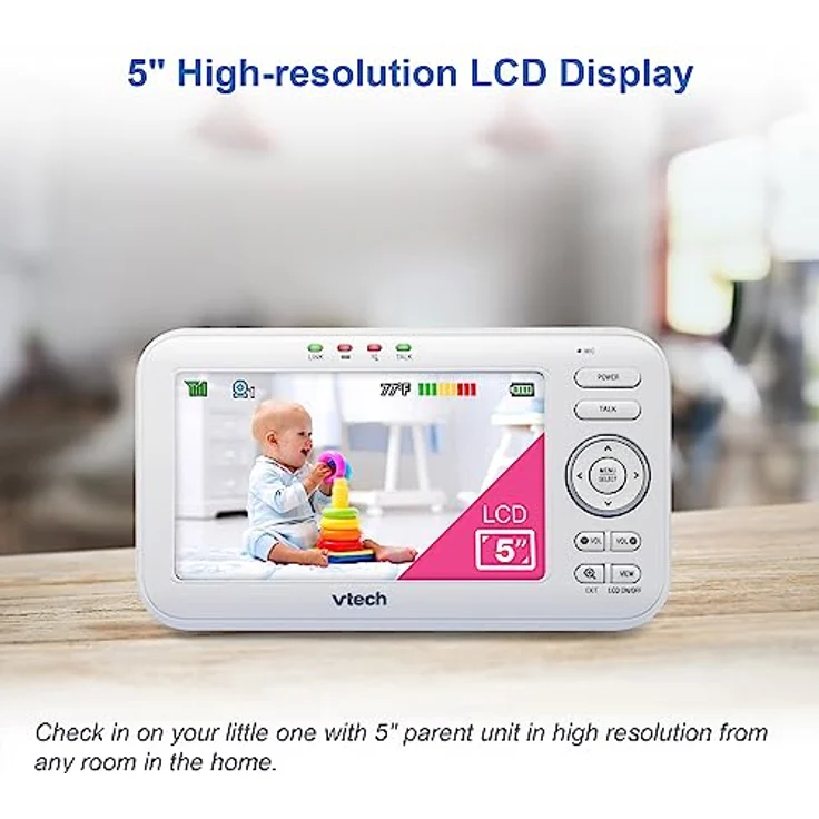 VTech BM5463, DECT-Babyfon mit 5-Zoll-IPS-Display, Nachtsicht und 300 m Reichweite, Weiß – Bild 2