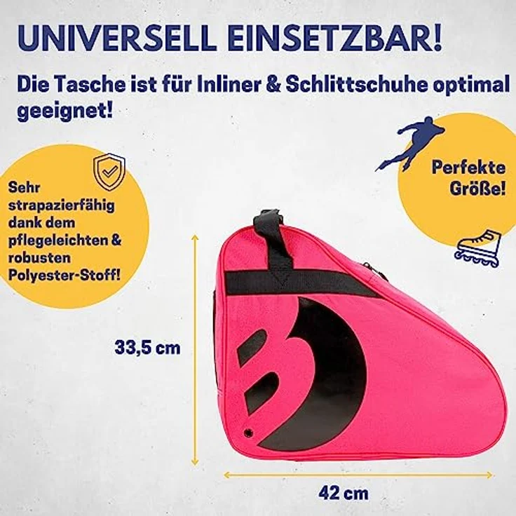 Best Sporting Sporttasche Transporttasche für Inlineskates und Schlittschuhe, verstellbarer Trageriemen, attraktives Design mit weißen Paspeln, schwarz – Bild 5