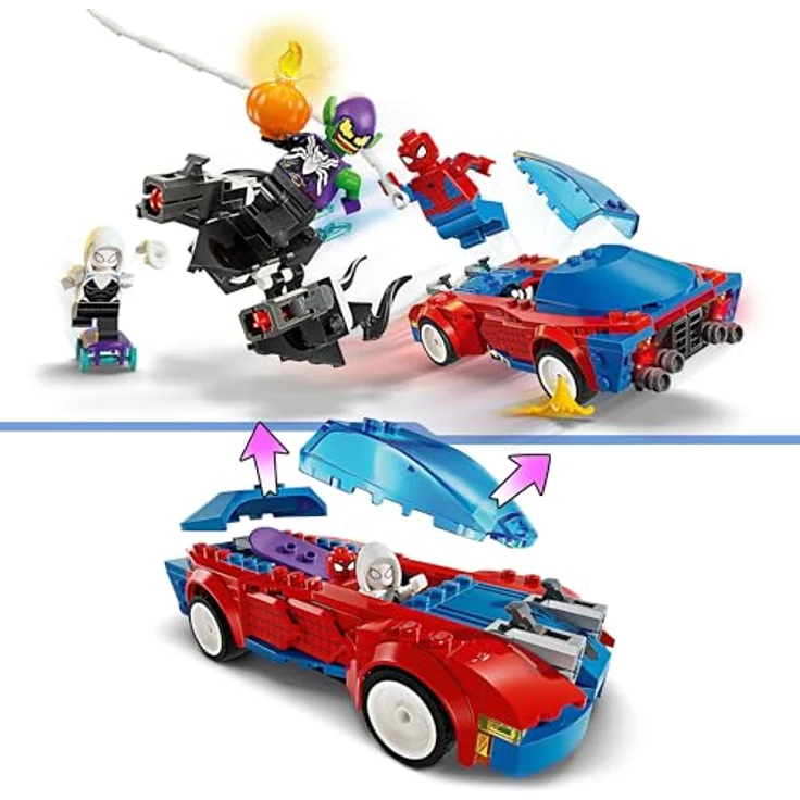 LEGO Marvel Spider-Mans Rennauto & Venom Green Goblin, Spidey-Spielzeug für Rollenspiele mit Superhelden-Figuren und baubarem Auto, Geschenk für Kinder, Jungs und Mädchen ab 7 Jahren 76279 – Bild 3