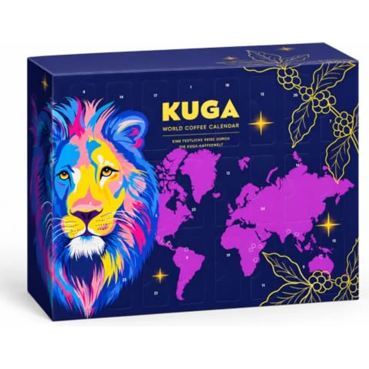 KUGA® Gemahlener Kaffee Adventskalender 2026, 24 Sorten Fairtrade & Bio, 360 g – Bild 1