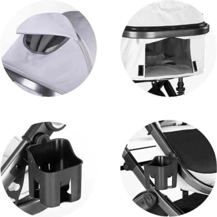 Chipolino Kinderwagen 3 in 1 Amore, mit Babyschale, Adapter, Wickeltasche und Fußabdeckung, hellgrau – Bild 6