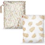 HECCEI WetBag Kindergarten Nassbeutel Windeltasche, 2 Stück, 100% wasserdicht und waschmaschinenfest, geräumiges Hauptfach, Snap-Haken, TPU-beschichtetes Polyester