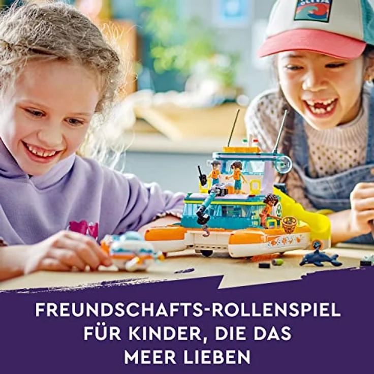 LEGO 41734 Friends Seerettungsboot Tierrettungs-Spielzeug Set mit Delfin-Tier-Figuren und U-Boot, Öko-Lernset, Spielzeug-Geschenk für Kinder, Mädchen und Jungen ab 7 Jahren – Bild 2