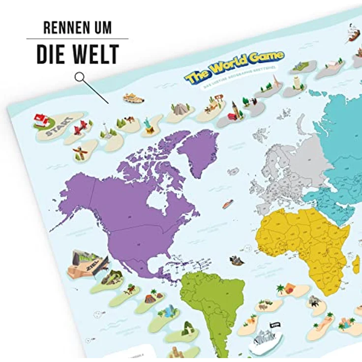The World Game, Lustiges Geographie Brettspiel für 2-5 Spieler, über 1500 Länderfakten, pädagogisch wertvoll für Kinder ab 9 Jahren, Deutsche Variante – Bild 4