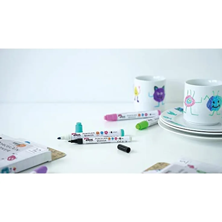 KREUL 16350 - Porcelain Marker "Junior", Monstermäßiges Farben-Set mit Porzellanmalstiften für Kinder, zum Bemalen von Porzellan, Keramik, Glas – Bild 5