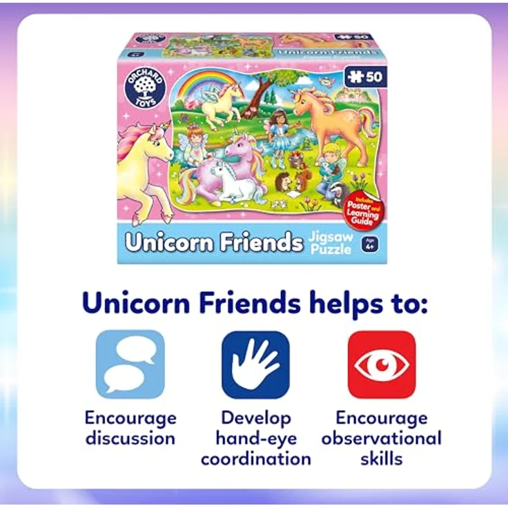 Orchard Toys Unicorn Friends Jigsaw, 50-Piece Shaped Puzzle, Includes Poster and Learning Guide, For Ages 4+, Perfect for Kids who love Unicorns – Bild 4