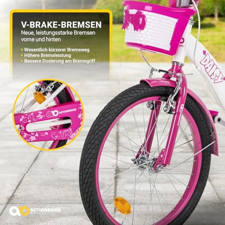 Actionbikes Motors Kinderfahrrad Daisy 20 Zoll | Mädchen-Fahrrad ab 6-9 Jahren, V-Brake Bremse, Kettenschutz, Luftbereifung (Daisy 20 Zoll) - Preisvergleich – Bild 3