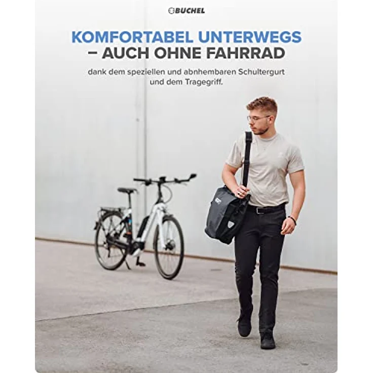 Büchel Fahrradtasche für Gepäckträger I 25.4 L - 100% Wasserdicht I mit Tragegriff und Schultergurt I fahrradtasche gepäckträger, gepäckträgertasche, fahrrad taschen hinten – Bild 4