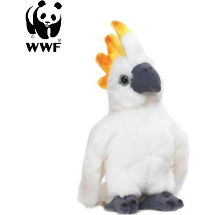 WWF Plüschtier Kakadu Papagei, lebensecht mit Sound, 14cm, flauschiges Stofftier für Babys und Kleinkinder
