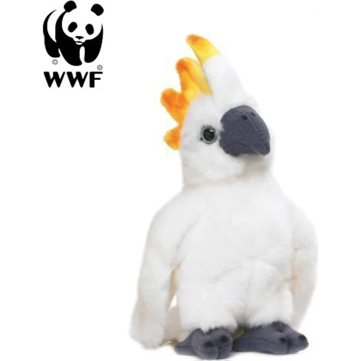 WWF Plüschtier Kakadu Papagei, lebensecht mit Sound, 14cm, flauschiges Stofftier für Babys und Kleinkinder